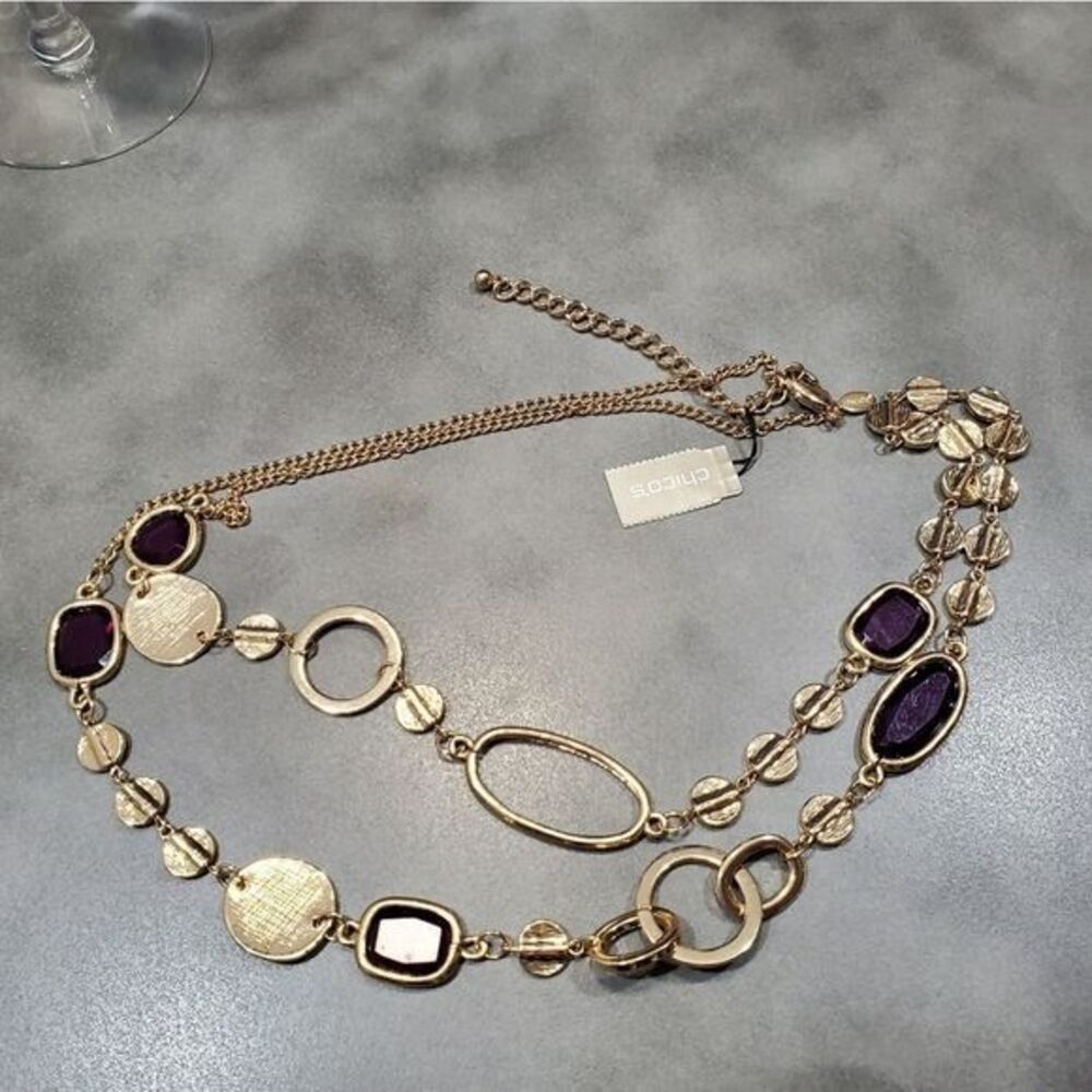 New‎ Chico's purple and gold necklace